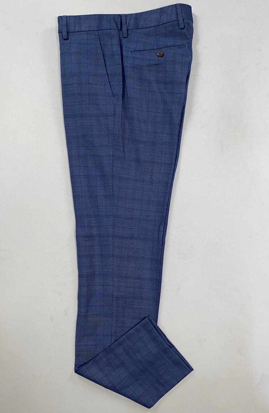 Bonobos Slim Fit Flat Front Brushed Stretch Wool Dress Pants. Glen Plaid, 30X34.
